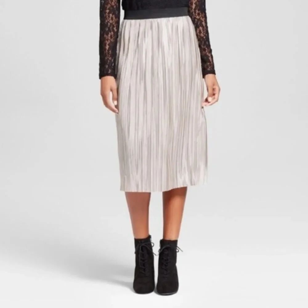 Xhilaration shimmer metallic pleated midi skirt sz XS NWT